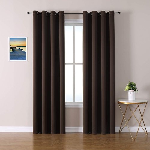ChrisDowa Blackout Curtains - Thermal Insulated Room Darkening Panels Set (Brown, 52W x 84L)