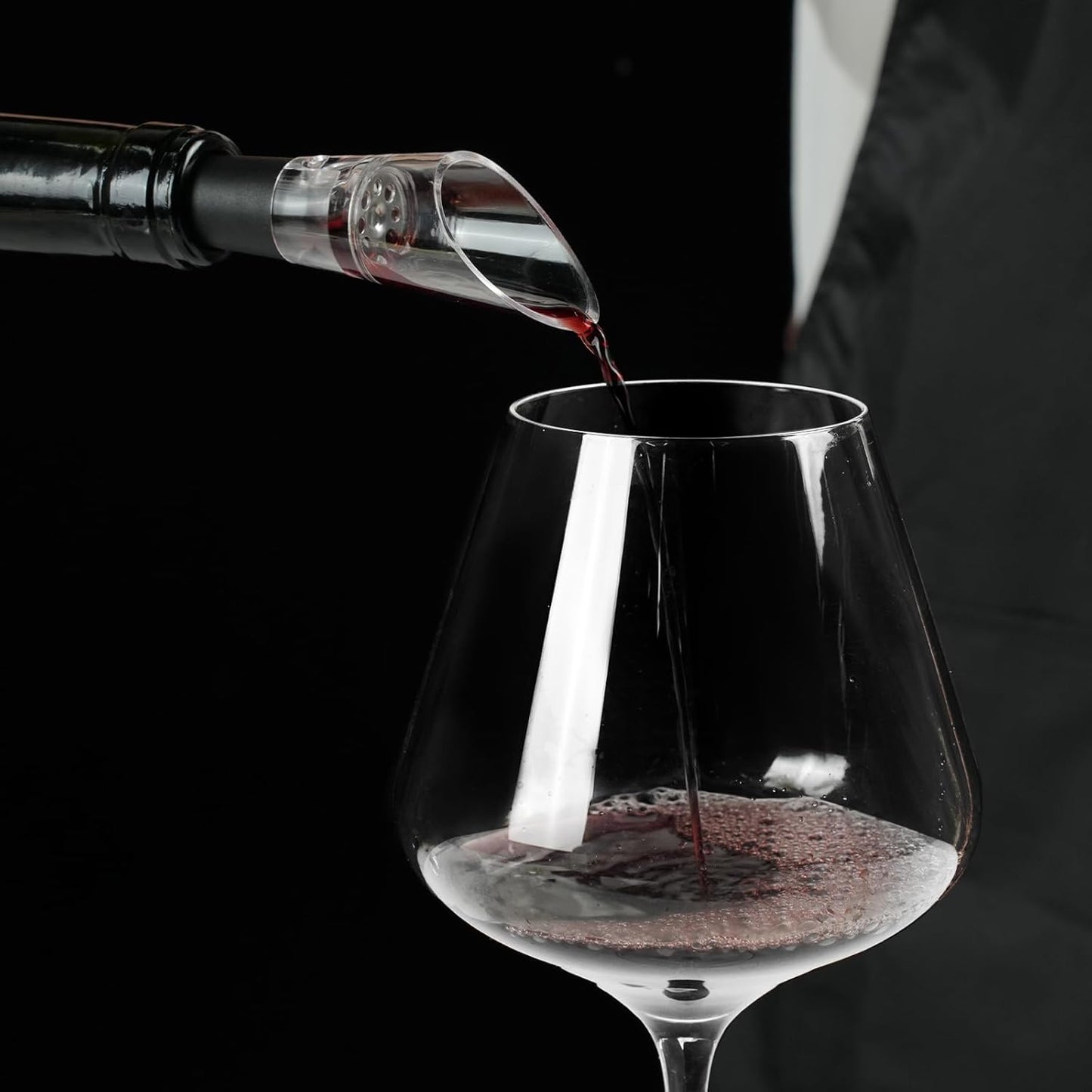 Wine Aerator Pourer | Premium Aerating Spout and Decanter Set - Improve Taste and Smell Immediately,Perfect Wine Gift(2PCS)- Black