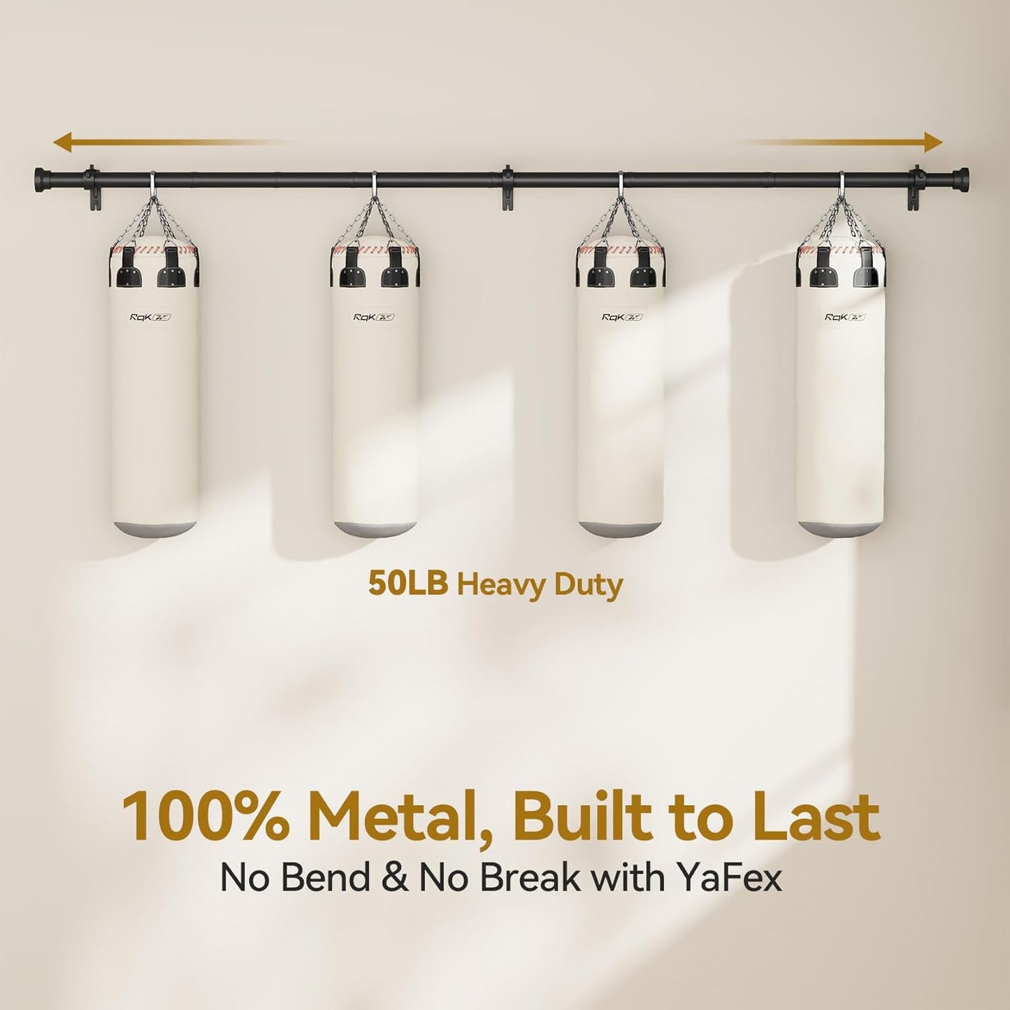 YaFex Curtain Rods - Heavy Duty 1 Inch Adjustable Window Treatment Rods | 32-118 Inch, Black, Modern Design