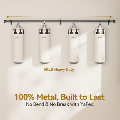 YaFex Curtain Rods - Heavy Duty 1 Inch Adjustable Window Treatment Rods | 32-58 Inch, Black, Modern Design