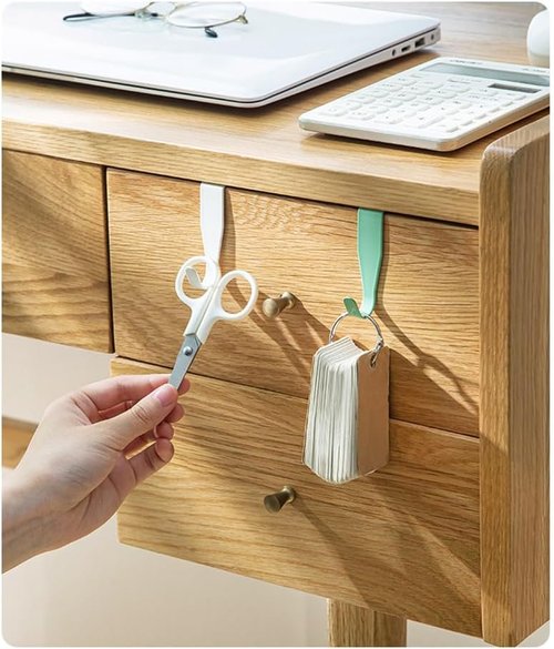 Eywlwaar Over The Cabinet Door Hooks - 4-Pack Single Hook Set in Blue for Space-Saving Storage