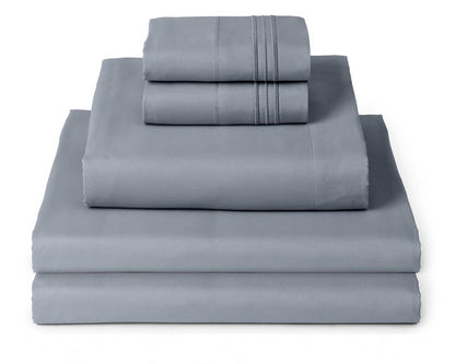 Mellanni Split King Sheets Set - 5 PC Iconic Collection Bedding - Hotel Luxury, Extra Soft, Cooling Bed Sheets - Wrinkle, Fade, Stain Resistant (Split King, Mineral Gray)