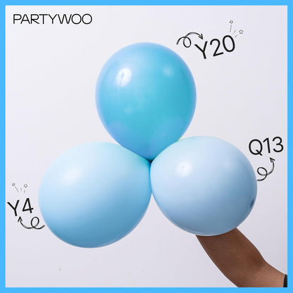 PartyWoo Baby Blue Balloons - 123-Piece Balloon Arch Kit | Various Sizes for Graduation & Baby Showers