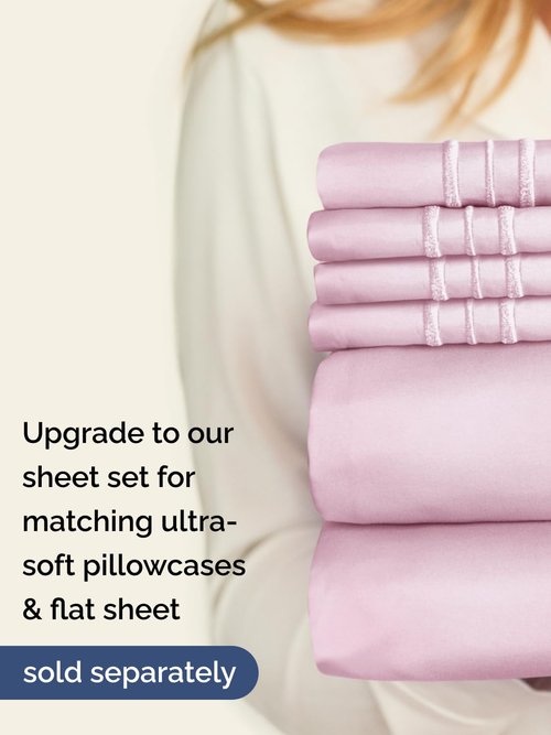 Extra Deep Split King Fitted Sheet - Hotel Luxury Single Fitted Sheet Only - Easily Fits 18 inch to 24 inch Mattress - Ultra Soft, Wrinkle Free w/Extra Deep Pockets - Breathable & Comfy - Light Pink