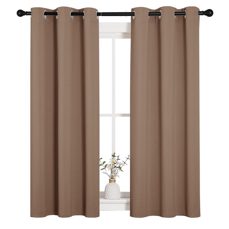 NICETOWN Window Draperies Room Darkening Curtain Panels, Window Treatment Thermal Insulated Solid Grommet Drapes for Bedroom (One Pair, 34 by 54 inches, Cappuccino)
