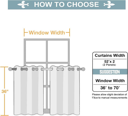 ChrisDowa Small Window Curtains - Grommet Thermal Insulated Room Darkening Panels (Beige, 52 x 36 Inch)