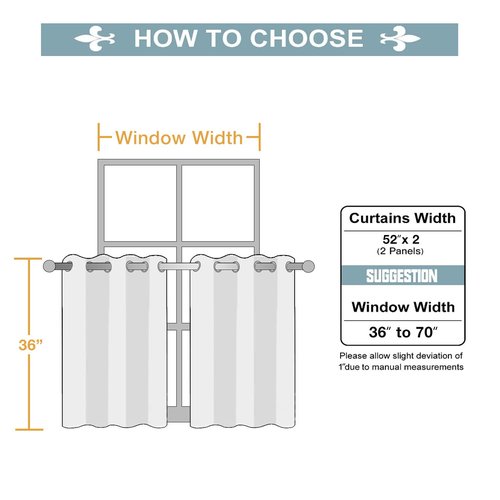 ChrisDowa Small Window Curtains for Kitchen and Bedroom - Grommet Short Thermal Insulated Room Darkening Curtains (2 Panels, Beige, 52 x 36 Inch)
