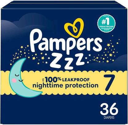 Pampers ZZZ Overnight Diapers - Size 7 (41+ lbs) | 36 Count for Ultimate Nighttime Protection
