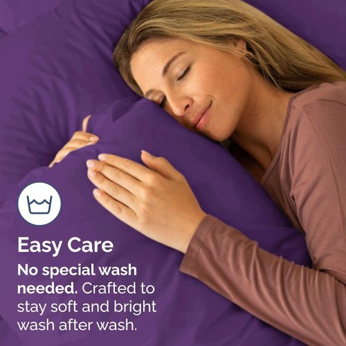King Pillow Cases by [Brand Name] | Ultra Soft Hotel Quality - 4 Piece Set in Purple - Wrinkle Free & Machine Washable