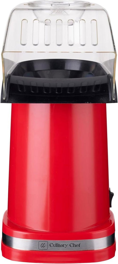 Culinary Chef PM102-RED Deluxe Hot Air Popcorn Popper - Healthy, Oil-Free, Red Design
