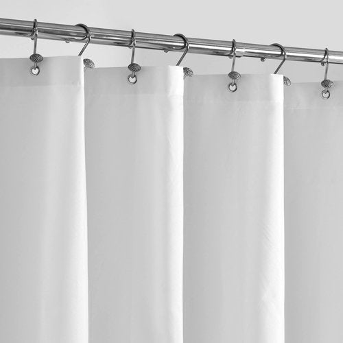 ALYVIA SPRING Stall Fabric Shower Curtain Liner Waterproof - 48" x 72", Soft & Lightweight Stall Size Shower Curtain with Magnets, Machine Washable - 48x72, White