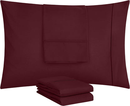 Utopia Bedding King Pillow Cases - Soft Brushed Microfiber - 4 Pack, 20 x 40 Inches, Burgundy