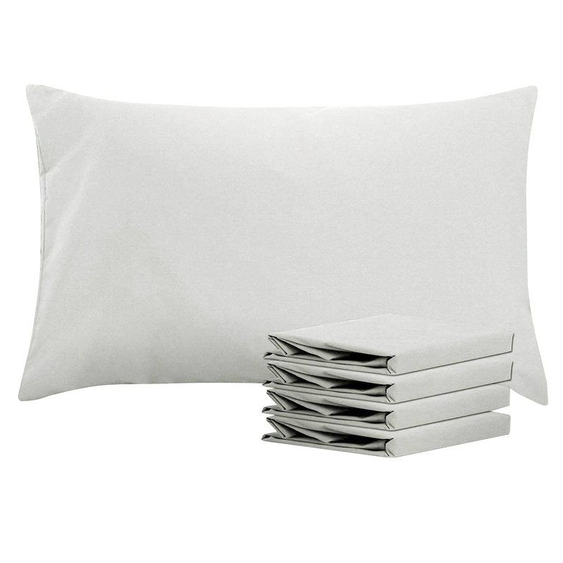 NTBAY Queen Pillowcase Set - 4 Pack Brushed Microfiber 20x30 Pillowcases - Soft, Wrinkle-Free, Fade-Resistant, Stain-Resistant, Light Grey Pillowcases with Envelope Closure - 20x30 Inches, Light Grey
