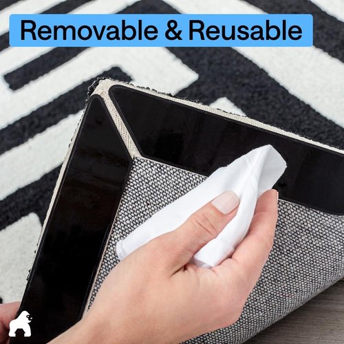 GORILLA GRIP Rug Gripper Pads - 12 Reusable Double-Sided Stickers for Secure Area Rugs | Renter-Friendly Solution