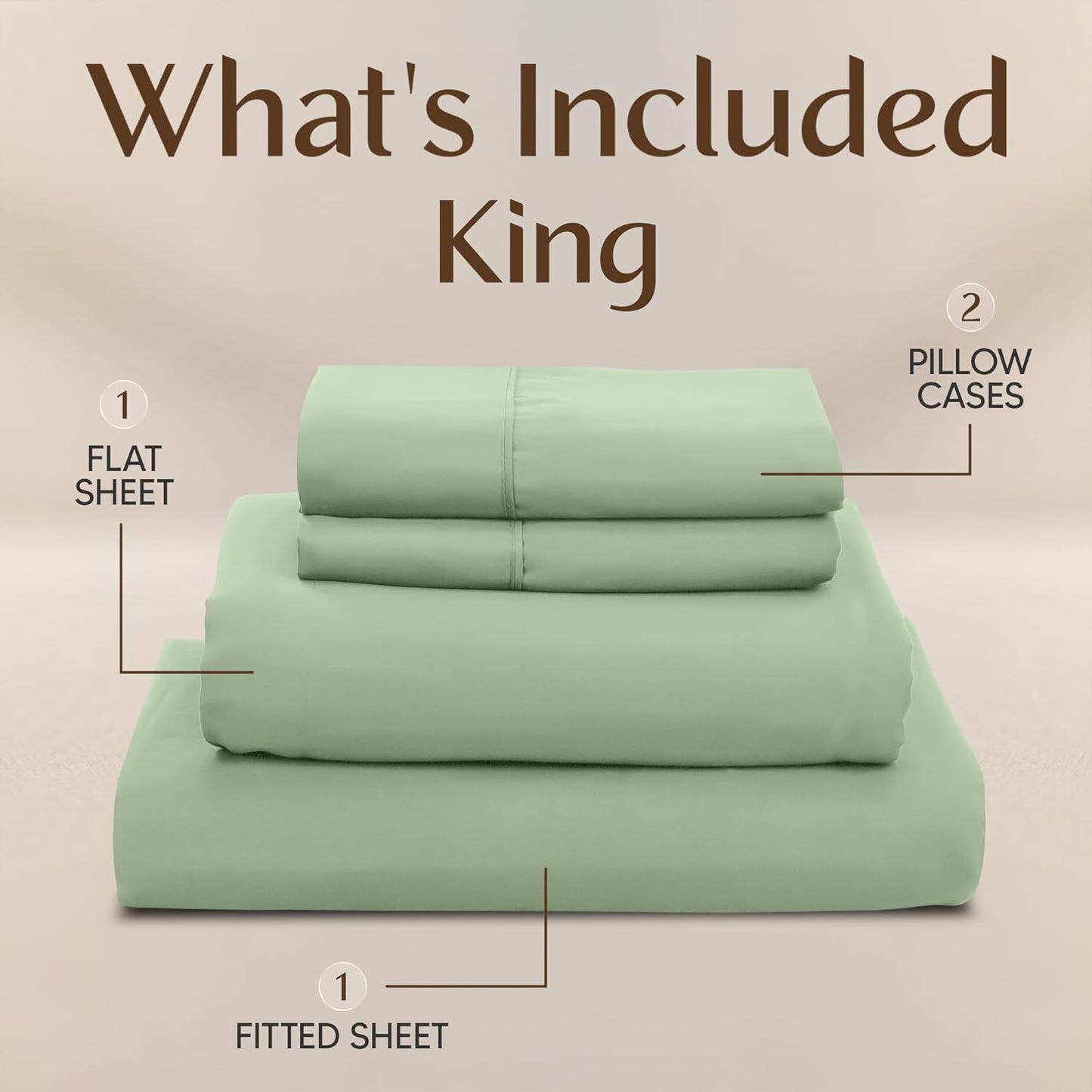 Utopia Bedding King Size Sheet Set - Soft & Breathable 4-Piece Microfiber Bedding in Sage