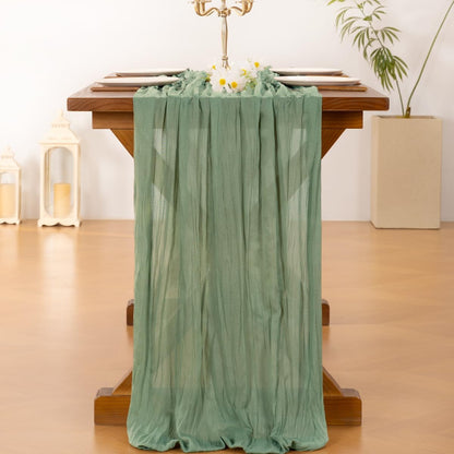 Socomi Cheesecloth Table Runner - 6pcs Sage Green Rustic Gauze for Weddings & Home Decor | 120 Inch