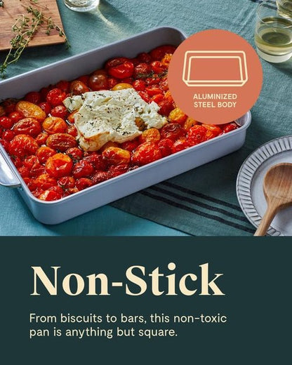 Caraway Non-Stick Ceramic 9”x13” Rectangle Pan - Naturally Slick & Non-Toxic - Ideal for Brownies & Lasagnas - White