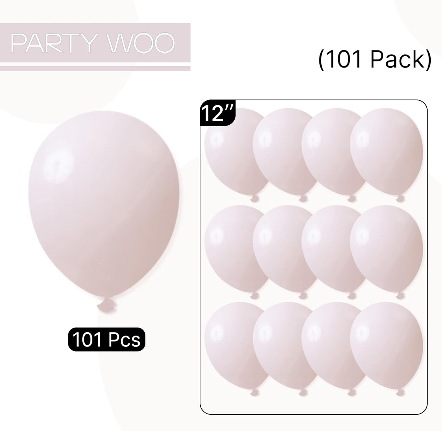 PartyWoo Beige Balloons - 101pcs 12 Inch Boho Cream & Ivory Latex Balloons for Weddings & Events