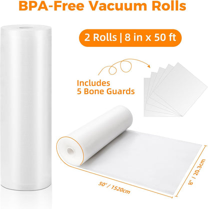 Wevac Vacuum Sealer Bags - Heavy Duty 11x50 Rolls (2 Pack) | BPA Free for Food Storage & Meal Prep