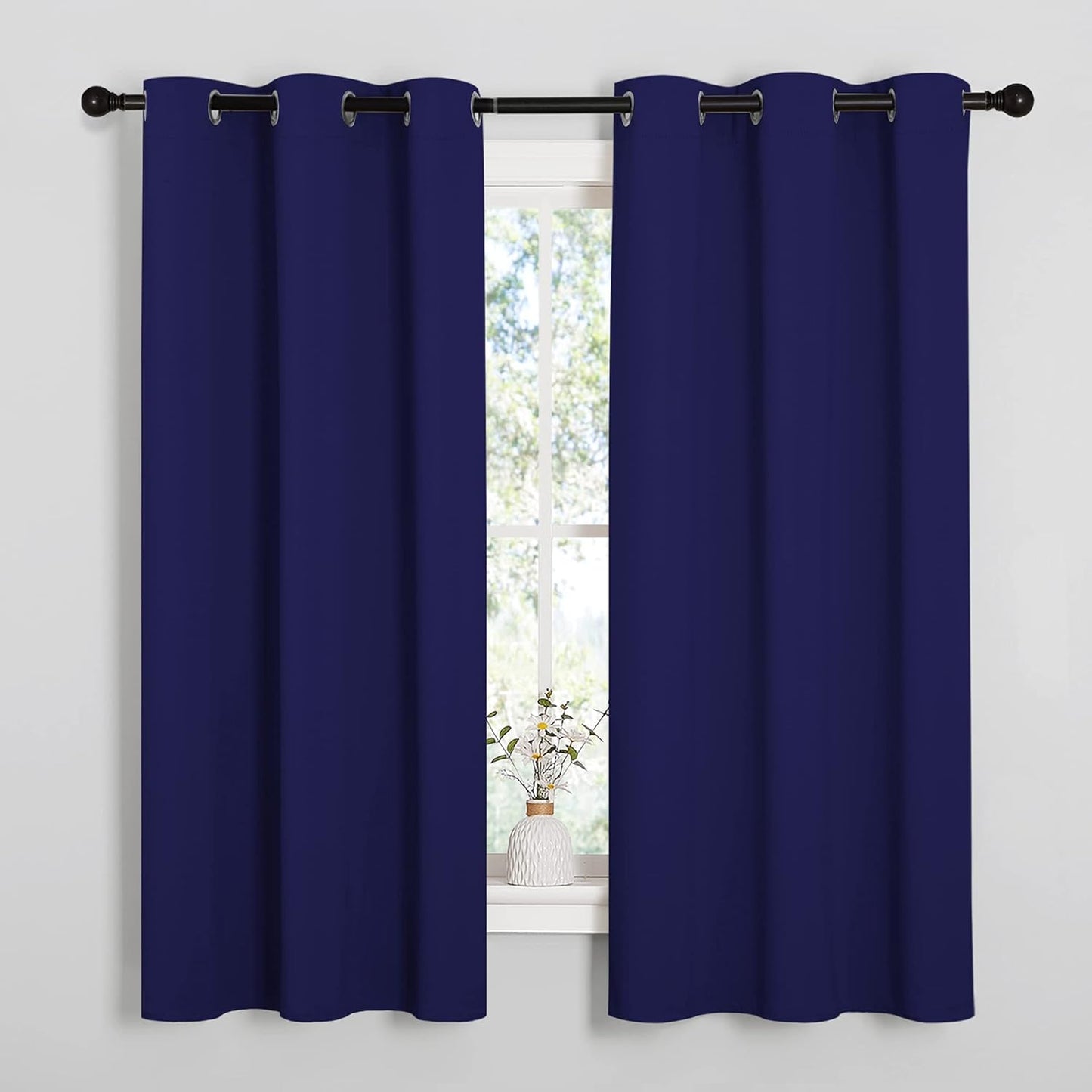 NICETOWN Navy Blue Blackout Curtains - Thermal Insulated Drapes for Short Windows | 48" Length, 42" Wide, 2 Panels