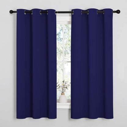 NICETOWN Blackout Draperies Curtains, All Season Thermal Insulated Solid Grommet Top Blackout Curtains/Drapes for Kid's Room (Royal Blue, 1 Pair, 34 x 63 inches)