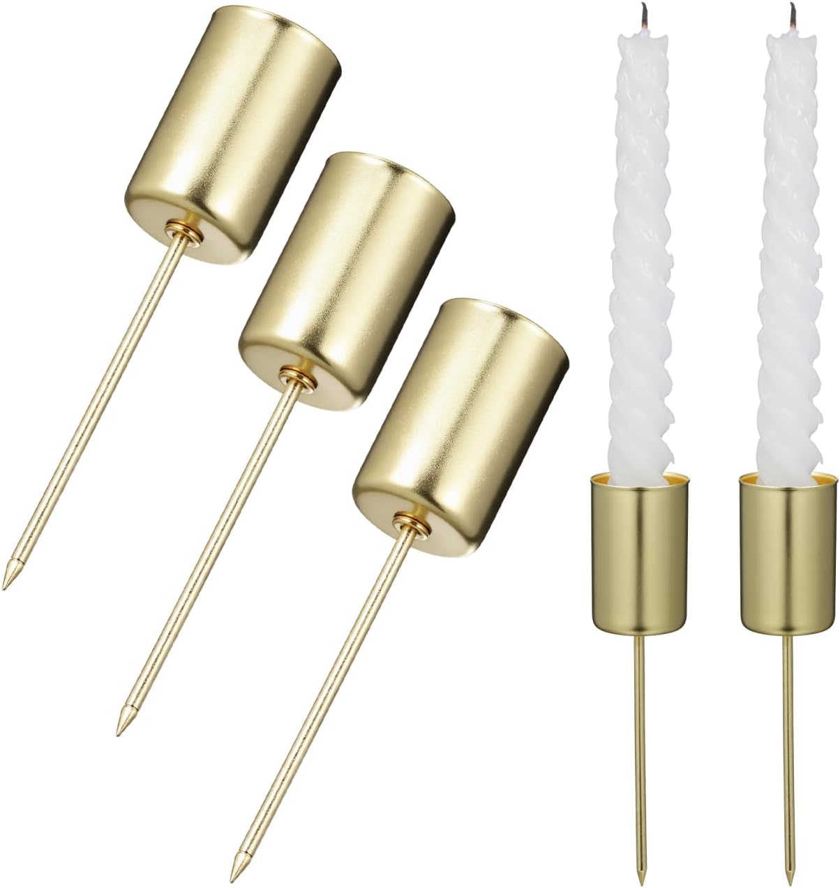 Skiennix 5-Piece Christmas Taper Candle Holder Set - Elegant Gold Liners for Advent Wreaths & Weddings
