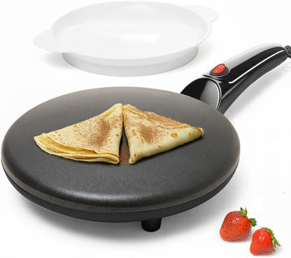 Moss & Stone Electric Crepe Maker - 8” Nonstick Portable Pan with Dipping Plate & Auto Shut-Off