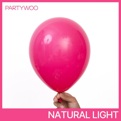 PartyWoo Hot Pink Balloons - 140-Piece Magenta Balloon Arch Kit for Baby Showers & Birthdays | Various Sizes