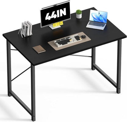 DUMOS Computer Desk - Modern 44-Inch Home Office Writing Table with X-Shaped Reinforcement | Black