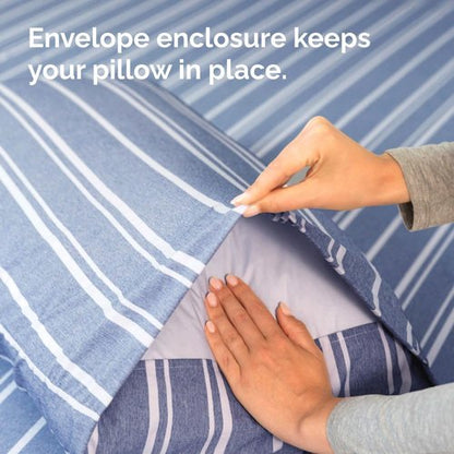 King Pillow Cases by [Brand Name] - Ultra Soft Hotel Quality Covers | Comfy, Wrinkle-Free - 4 Piece Set in Blue Stripes