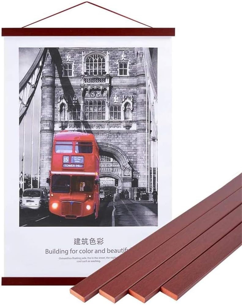 Benjia Magnetic Poster Hanger - Wood Frame for 8x10, 8x20 & 8x11 Prints | Mahogany Finish