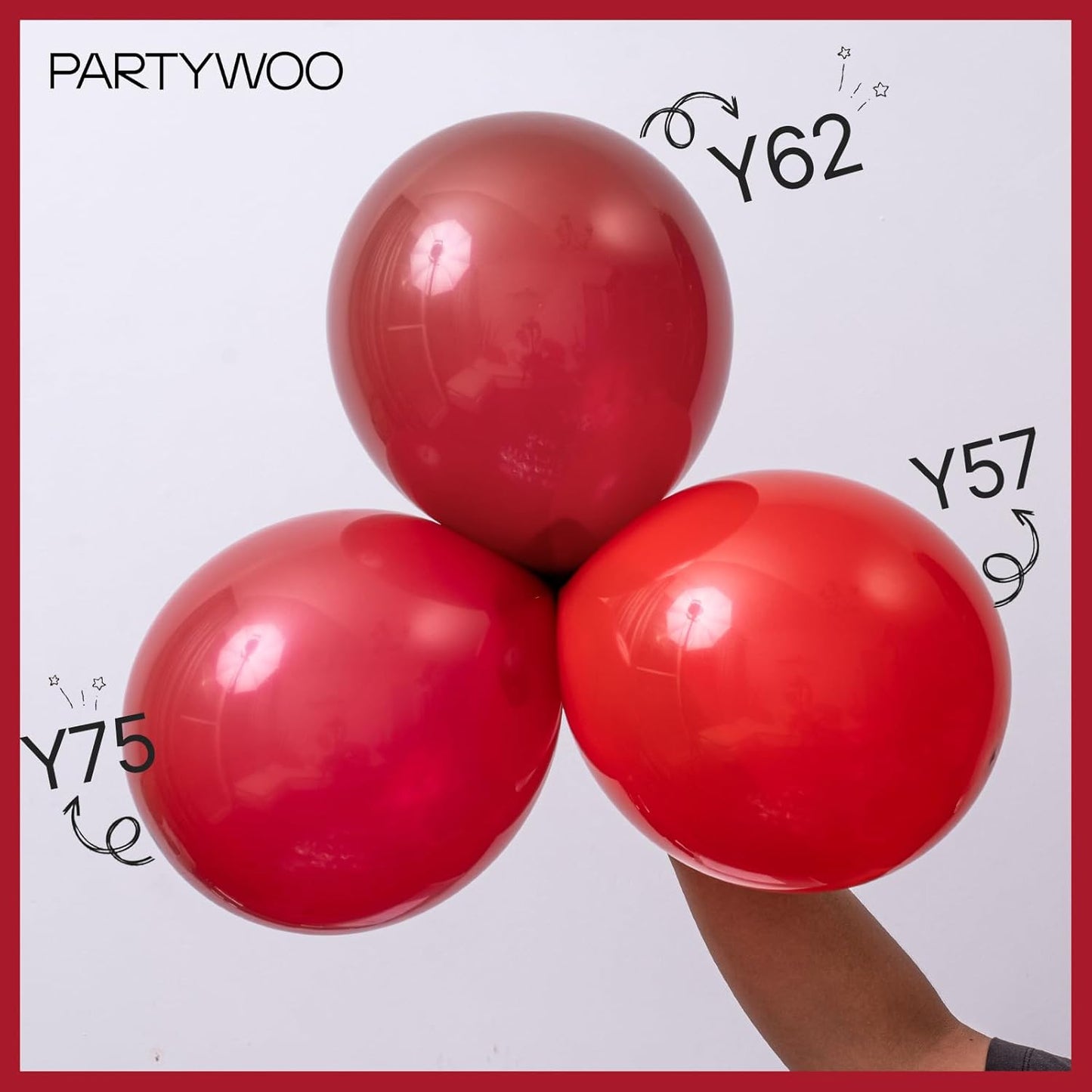 PartyWoo Burgundy Balloons - 100 Pcs in Various Sizes for Stunning Balloon Arch Decor | Dark Chestnut Red
