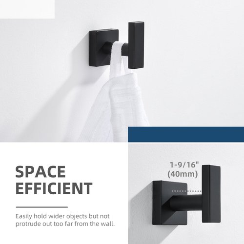 Angle Simple Towel Hook for Bathroom, Stainless Steel Hand Towel Coat Hook for Wall, Matte Black