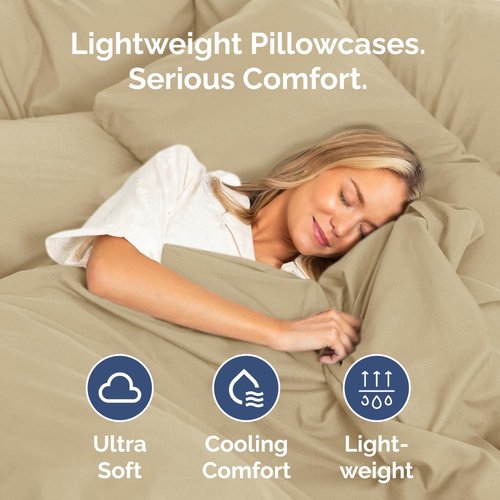 King Pillow Cases by [Brand Name] - Ultra Soft Hotel Quality Covers | Cozy, Wrinkle-Free & Fade Resistant - 2 Piece Set in Beige