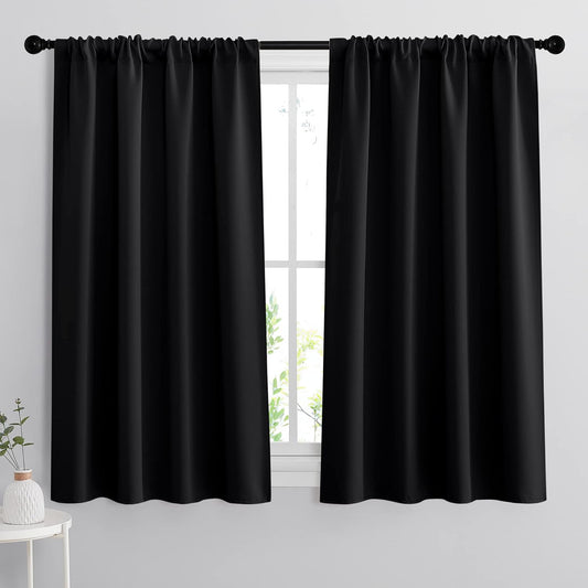 RYB HOME Blackout Curtains - UV Blocking Insulated Drapes for Bedroom | 42 x 45 Inches, Set of 2