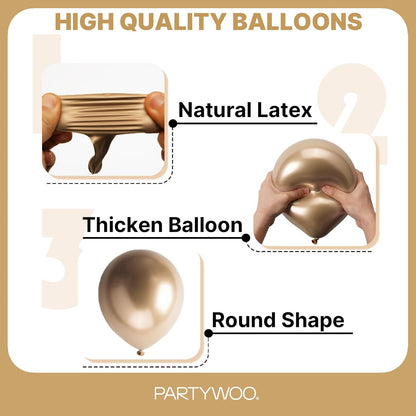 PartyWoo Metallic Gold Balloons - 85-Piece Chrome Gold Balloon Arch Kit for Birthday & Wedding Decor