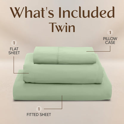 Utopia Bedding Twin Sheet Set - Soft & Breathable 3-Piece Microfiber Bed Sheets | Oeko-Tex Certified (Sage)