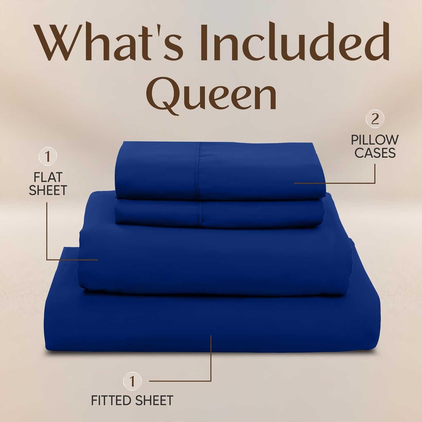Utopia Bedding Queen Size Sheet Set - Soft, Breathable Microfiber | 4-Piece in Royal Blue
