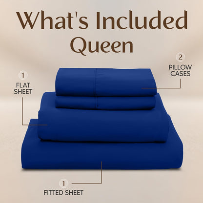 Utopia Bedding Queen Size Sheet Set - Soft, Breathable Microfiber | 4-Piece in Royal Blue