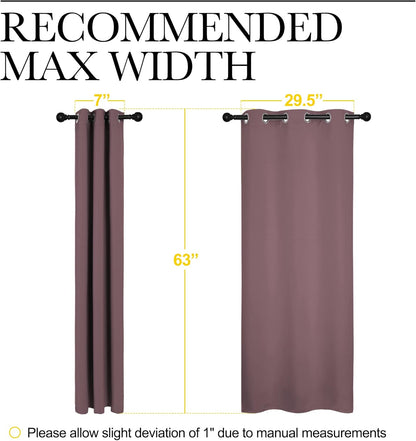 NICETOWN Blackout Curtain Panels - Thermal Insulated Draperies, 34x63 Inches, Dry Rose - 1 Pair