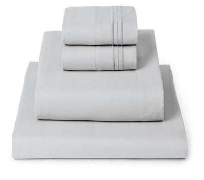Mellanni California King Sheets Set - 4 PC Iconic Collection Bedding - Hotel Luxury, Extra Soft, Cooling Bed Sheets - Wrinkle, Fade, Stain Resistant (Cal King, Light Gray)