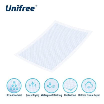 Unifree Disposable Underpads, Bed Pads, Incontinence Pad, Super Absorbent, 40 Count, Blue (XXL 36x36 Inch)