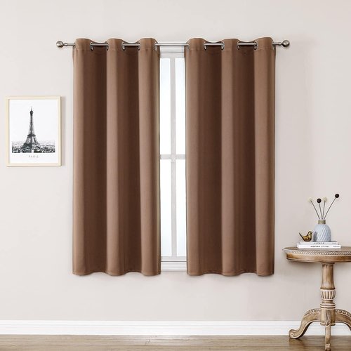 ChrisDowa Blackout Curtains - Thermal Insulated Grommet Room Darkening Panels, 42 x 48 Inch, Cappuccino