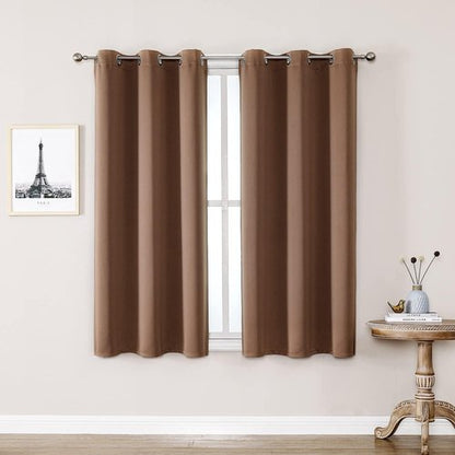 ChrisDowa Blackout Curtains - Thermal Insulated Grommet Room Darkening Panels, 42 x 48 Inch, Cappuccino
