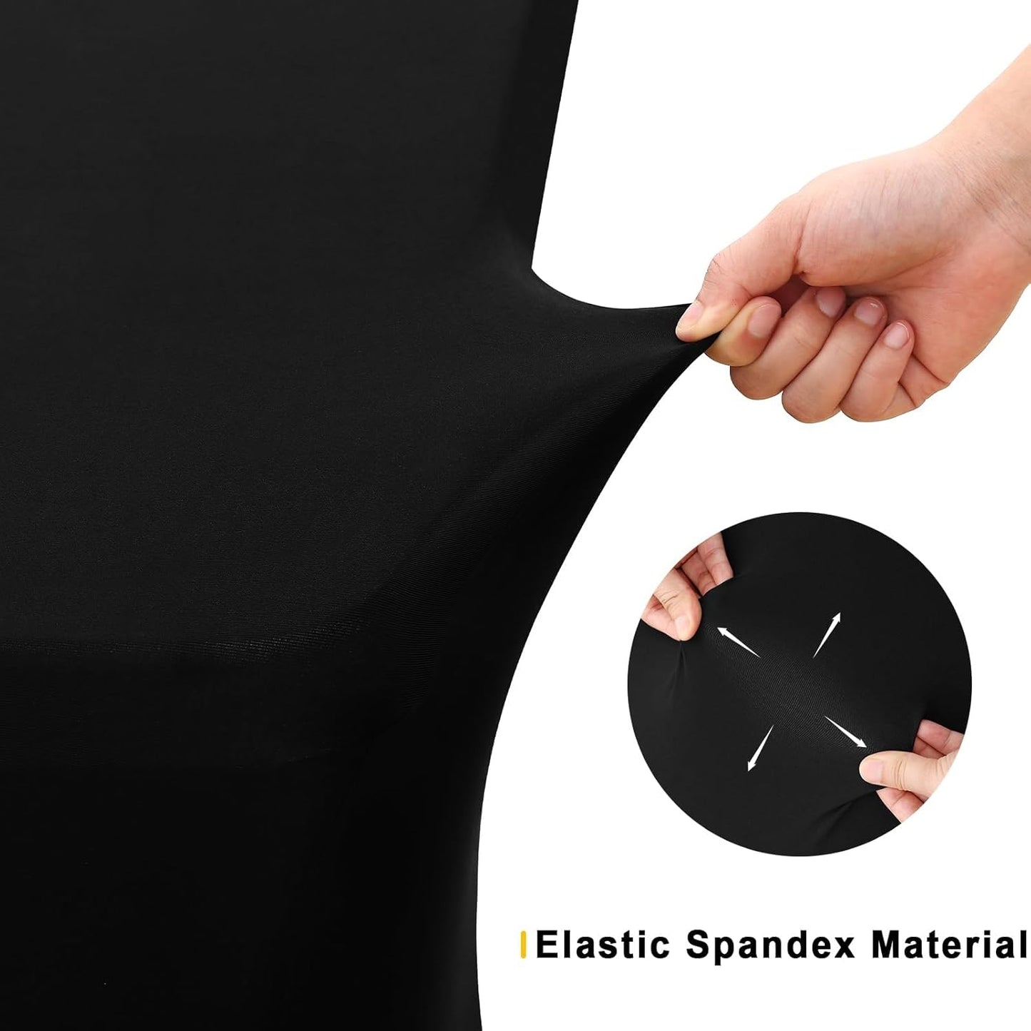 Smiry Spandex Table Cloth - 2 Pack Elastic Fitted Stretch Covers | Washable & Wrinkle-Free, Black 4FT