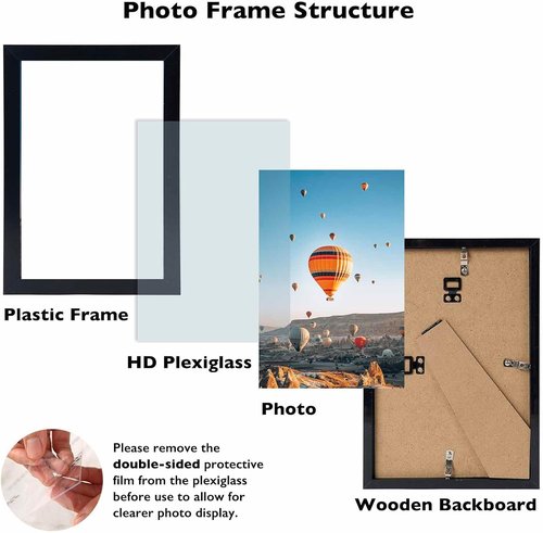 JCJMY 6x9 Picture Frame - Versatile Black Wall & Tabletop Display for 6x9 Photos