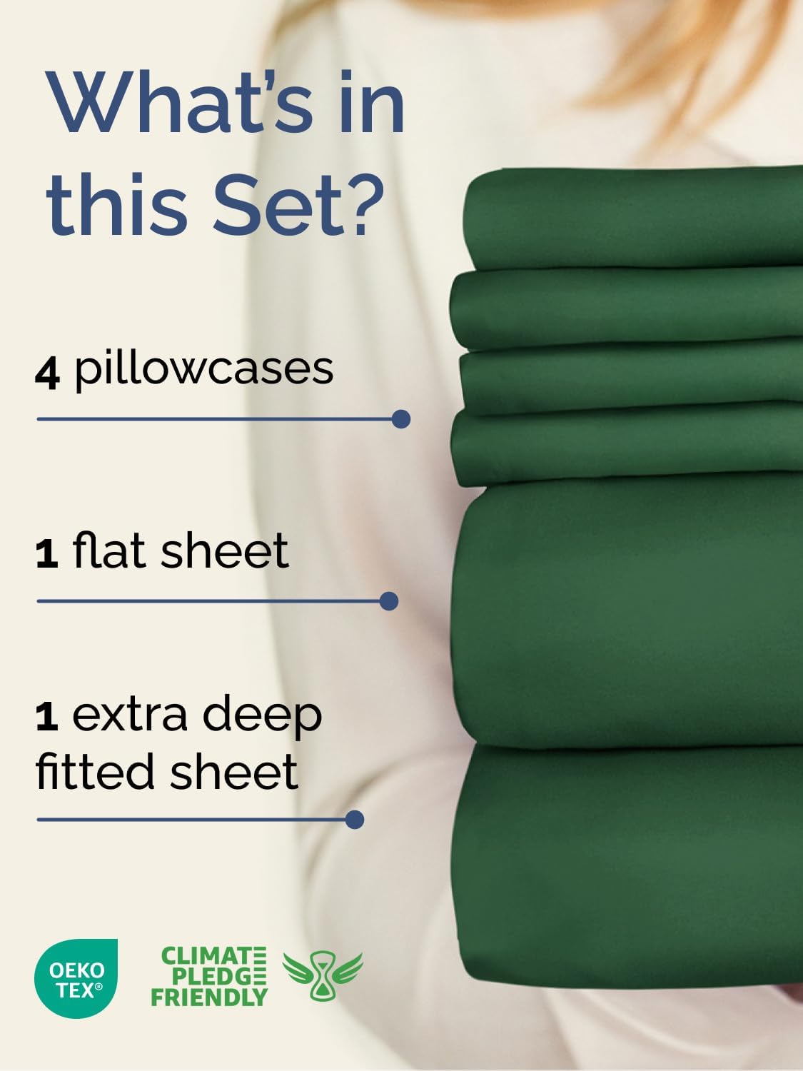 Skiennix Extra Deep Cal King Sheet Set - 6-Piece Breathable Cooling Bedding - Soft Wrinkle-Free Emerald Green