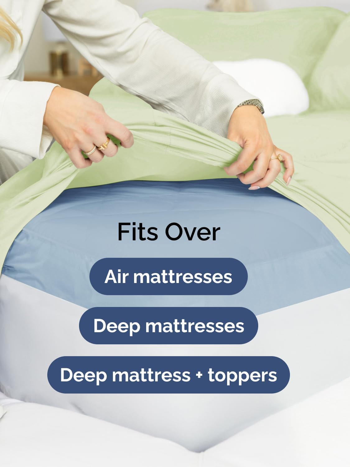 Skiennix Extra Deep Twin Sheet Set - 4 Piece Breathable Cooling Bedding - Soft Wrinkle-Free Light Sage