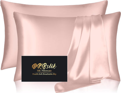 Skiennix Silk Pillowcase Set - Natural Mulberry Silk for Hair & Skin - King Size, Coral, 2 Pack