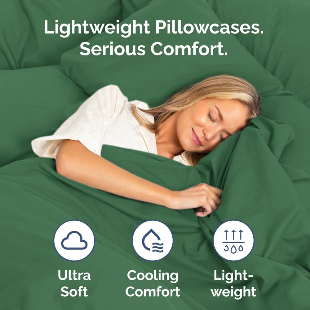 Skiennix Body Pillowcases Set of 4 | Soft & Breathable 20x54 Long Pillow Covers - Machine Washable in Emerald Green